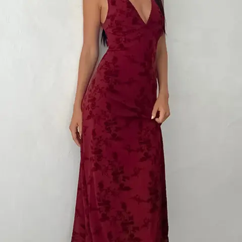 【Black Friday】Women's Floral Print Deep V Neck A Line Dress, Elegant Aesthetic Sleeveless Long Dress, Ladies Clothes for Party, Holiday & Wedding Guest