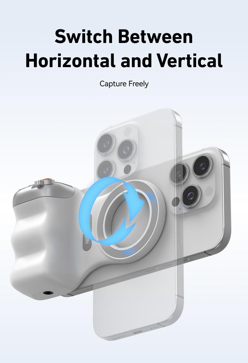 【TikTokShopBlackFriday】TELESIN Magnetic Phone Camera Grip with Wireless Shutter – DSLR-Style Handle for iPhone & Android, 1/4" Screw, Ergonomic Design, Perfect for Vlogging, Selfies, and Steady Shots, Compatible with iPhone 17