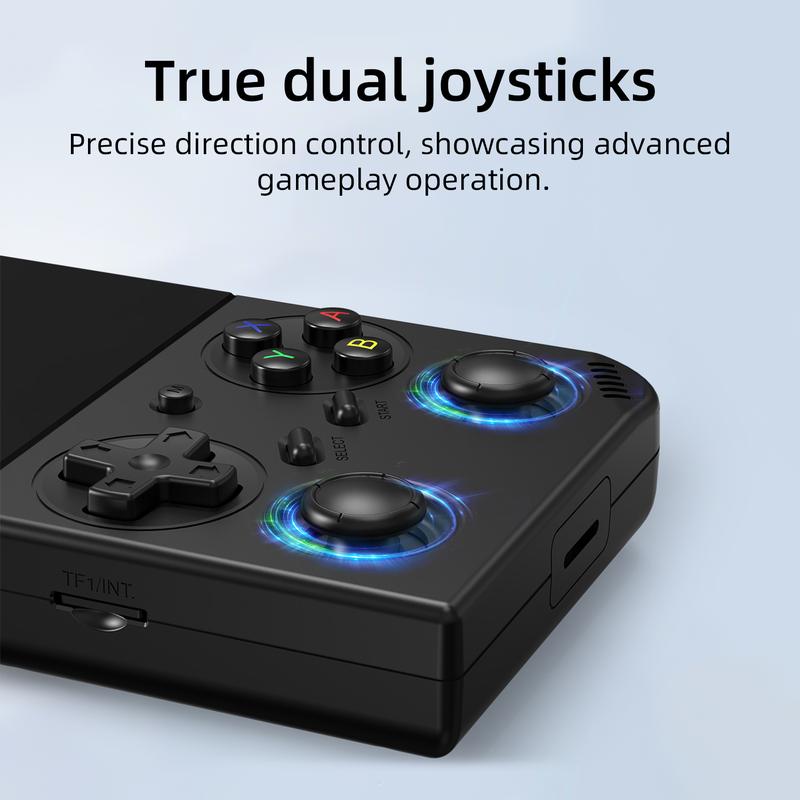 ANBERNIC RG 35XXPro Handheld Game Console Linux 64-bit System Battery 3200mAH RG35XXPro 3.5 inch Gaming Consoles Support online multiplayer via WiFi Anniversary Gifts Transparent Teal Protection