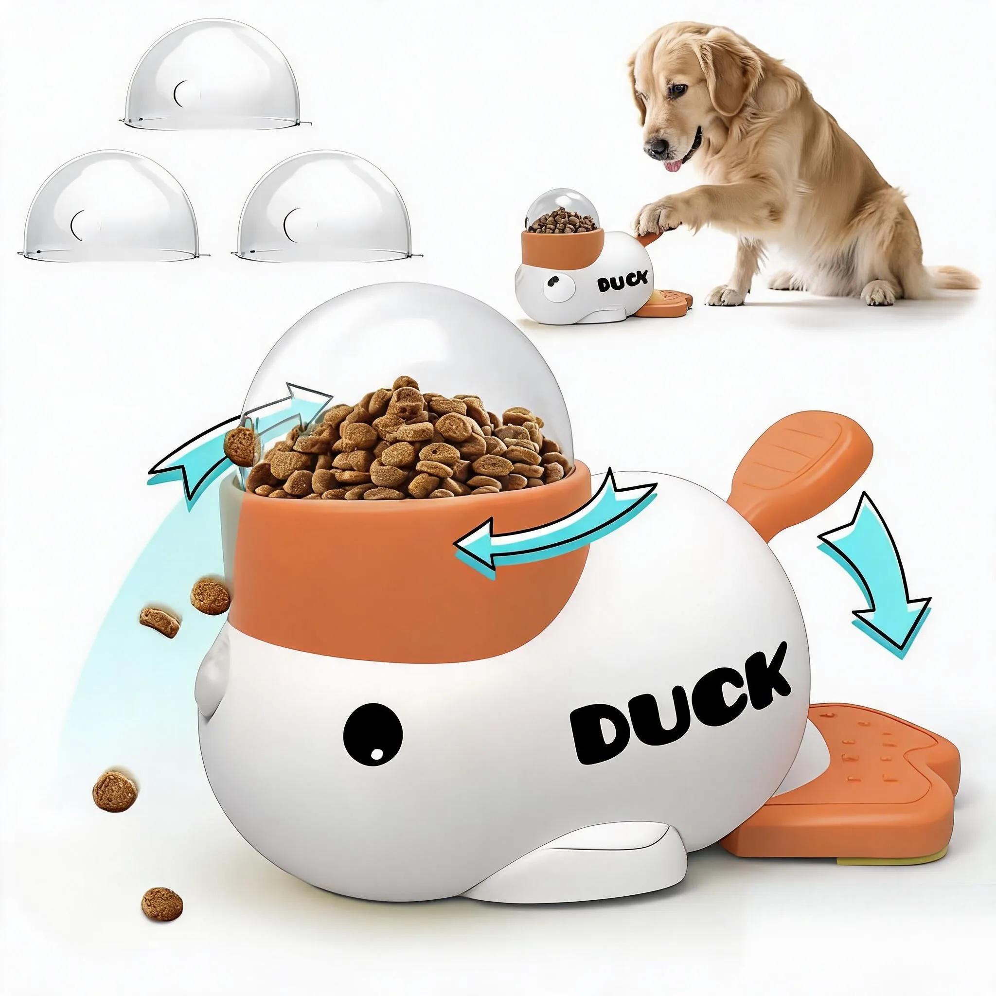 2-in-1 Interactive Cat Puzzle Treat Dispenser Toy Supplies, Duck-Shaped Food Slow Feeder for Cats and Small Dogs, IQ Enrichment, IQ Training and Exercise Dried Treats 8.6 Inches