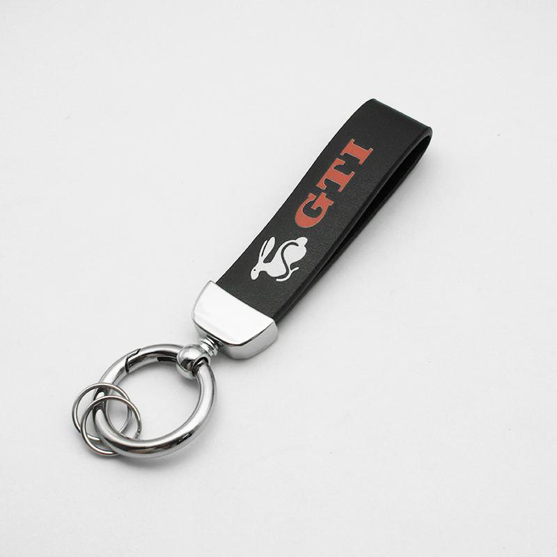 1PCS Volkswagen Keychain Key Ring & Key Case GTI Style Leather Metal Key Chain For VW Golf Polo Passat Tiguan Lavida Bora Auto Accessories Gift