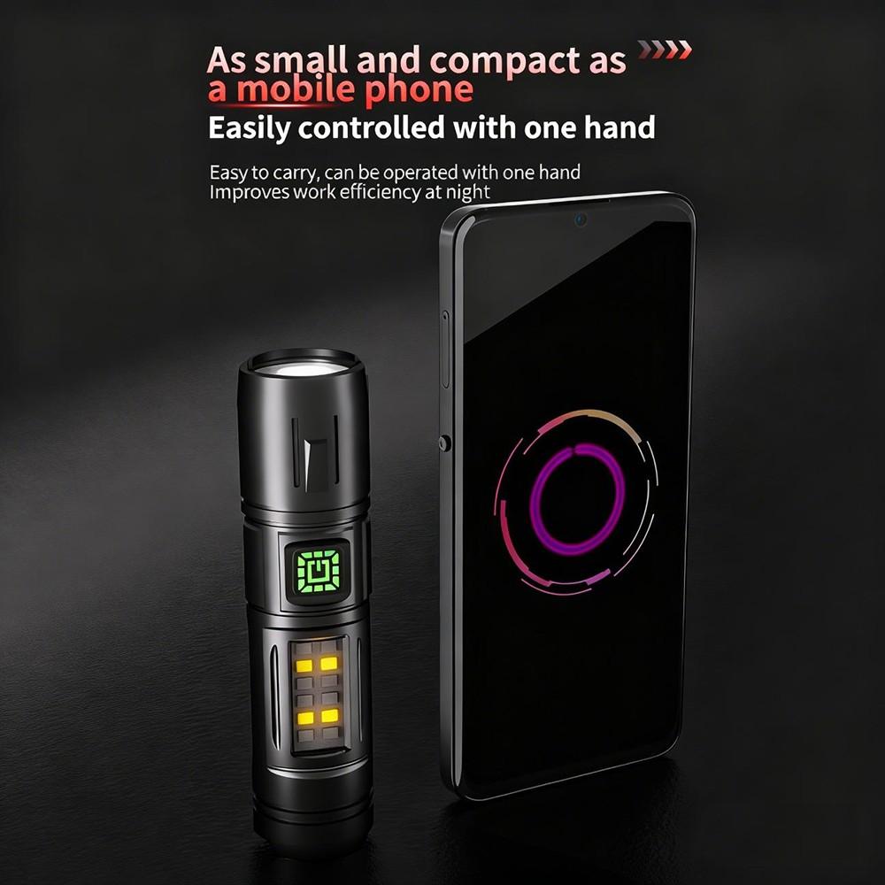 Easter Multifunctional LED Type-C Fast Charging Flashlight, Seven Modes Adjustable COB Work Light, Smart Battery Display, Camping Hiking Home Use