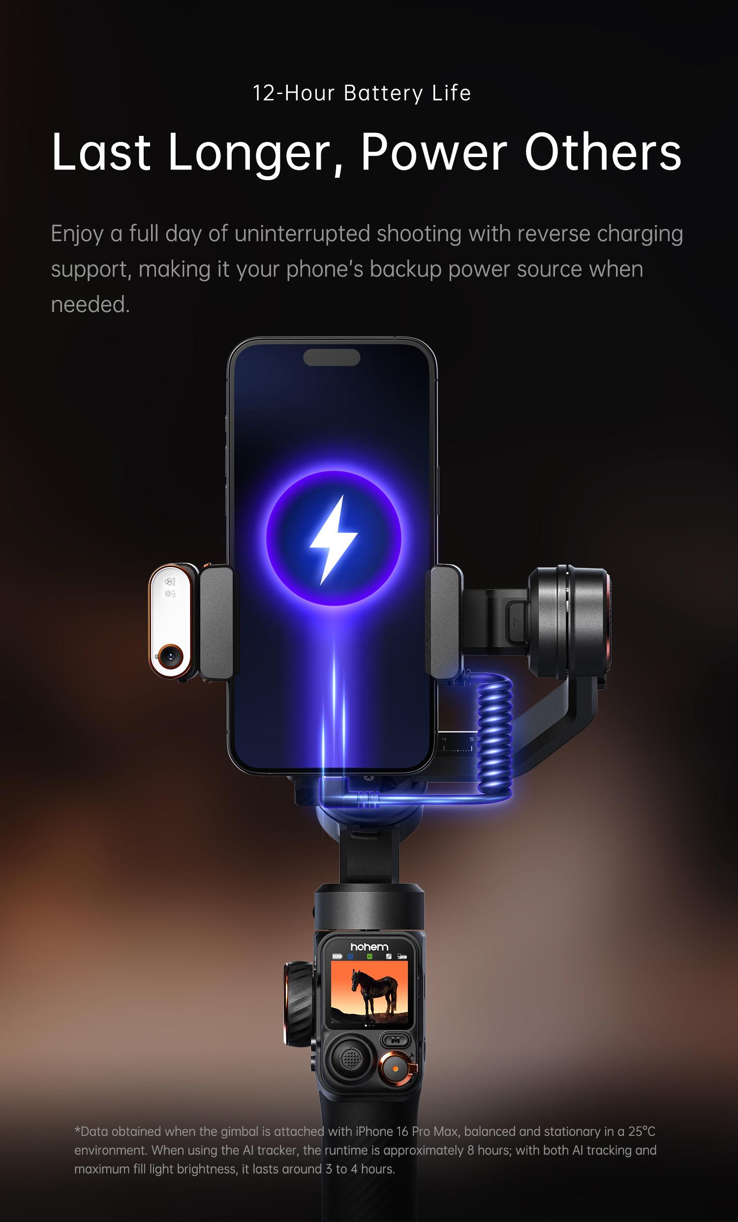 Hohem iSteady M7 Kit AI Tracking Smartphone New Gimbal Stabilizer 3-Axis with Magnetic Fill Light/AI Tracking Sensor for iPhone Android with 1/4-inch Color Tochscreen Display,Detachable Remote Controller, Max Payload 500g