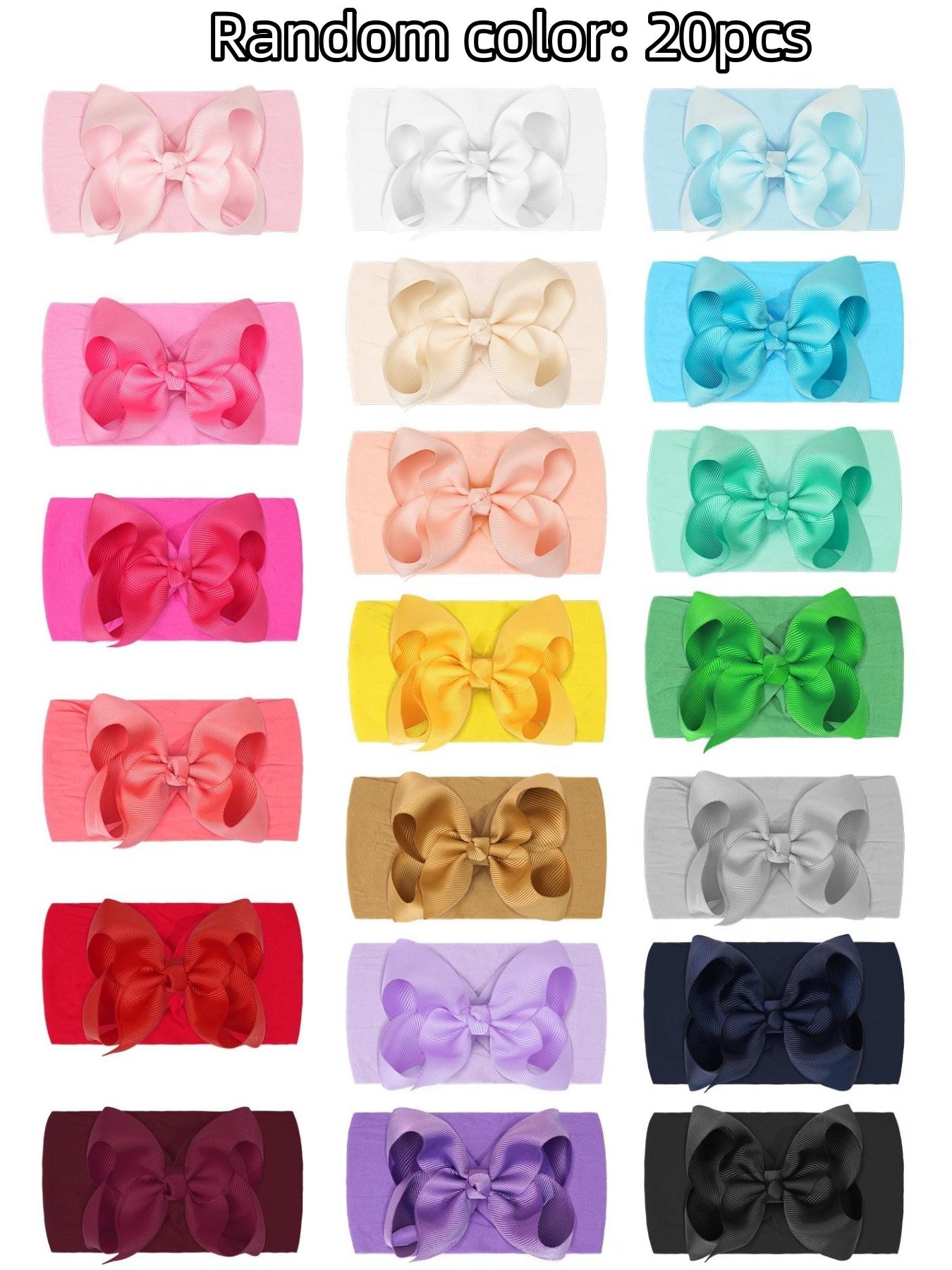 20 bow hairbands, bow headbands, high elasticity soft hair accessories, cute large bow girl headbands, multi-color elastic hairbands, specially for little girls, elastic hair accessories, specially for bath and face washing