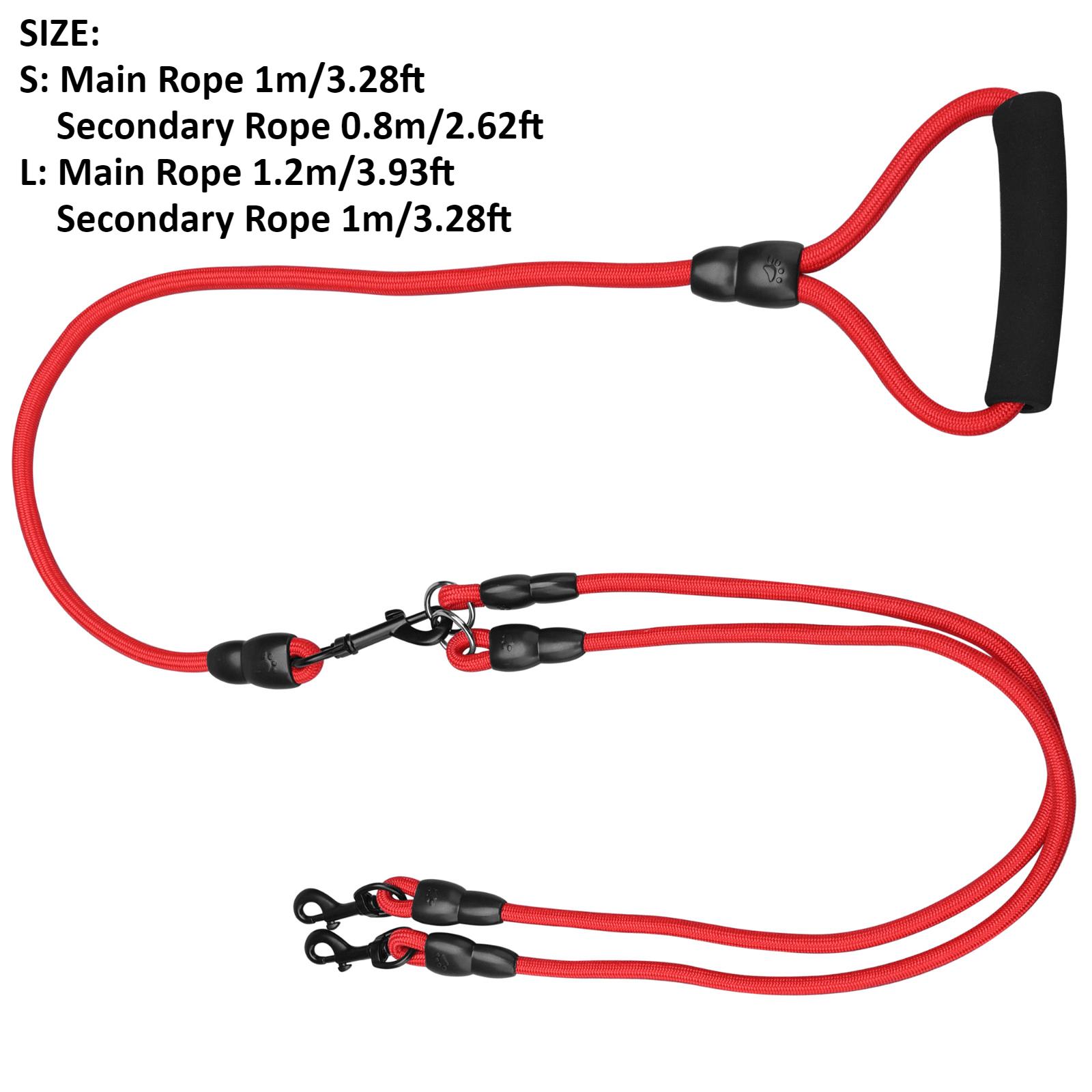 Double Dog Leash for 2 Dogs - Size L, Padded Handle, 360° Swivel No-Tangle Pet Walking & Training Lead rope traction dual campingessentials