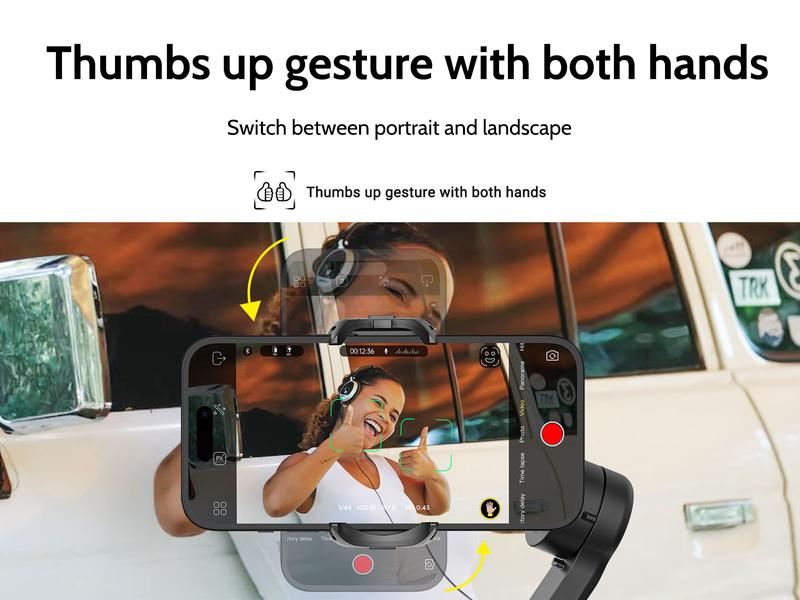 AOCHUAN Gimbal Stabilizer for Smartphone, 3-Axis iPhone Gimbal, Portable Gimbal w/OLED Display for iPhone/Andriod, Gimbal stabilizer, Phone Gimbal stand with Face/Object Tracking for Tiktok Youtube, long-short video, Vlog-Smart X Pro black