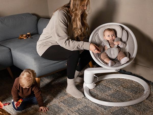HARPPA Weddell Orbit Electric Baby Swing, 5 Swing Speeds, Elevated Eye-Level Seat, Touch & Remote Control, Music Connectivity, Ergonomic Design & Lightweight Frame