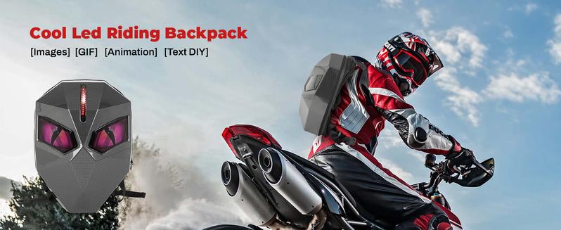 Motorcycle Backpack for Men, LED Backpack With DIY Programmable Full Color Screen, Hard Shell Large Capacity Waterproof Helmet Bag Laptop Backpack