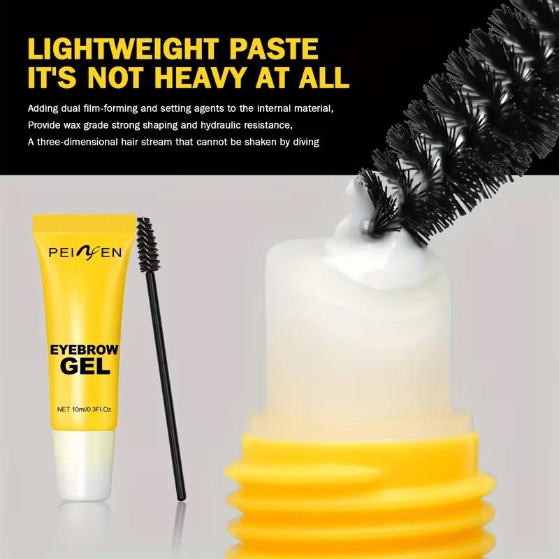 Brow gel with brush, 3D clear colorless setting eyebrow mascara, 12-hour long-lasting, waterproof and sweatproof, strong-hold shaping gel, Brow Lamination Gel, suitable for all eyebrow types, creates a bold eyebrow look,