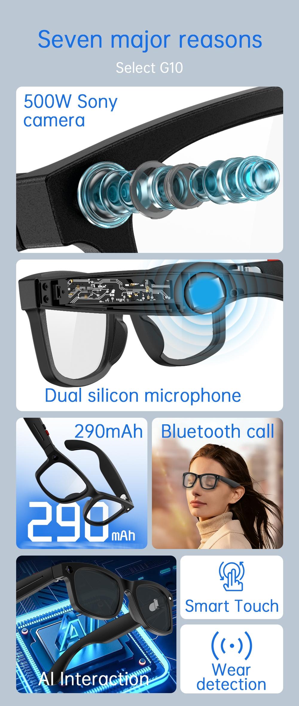 2026 New Smart Glasses Aimb S2 Max, HD Camera, Ai Translation, Video Recording, Bluetooth-compatible Music, Blue Light Blocking, Unisex Daily Wear, Multifunctional Smart Glasses