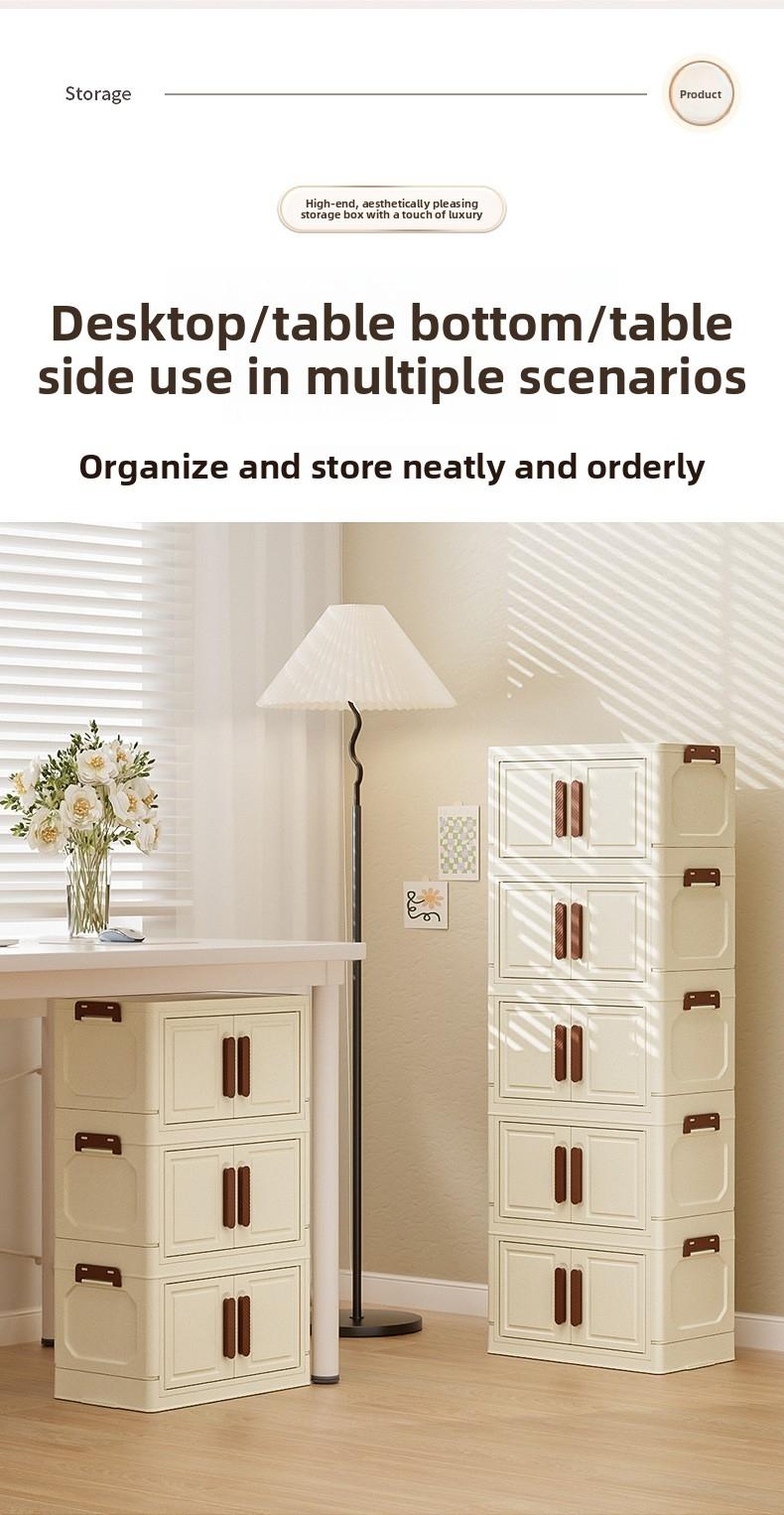 4/5/6 layer hot sale folding storage cabinet transparent black multi-layer with cabinet door locker toy snack finishing box bookshelf wardrobe Storage Drawer