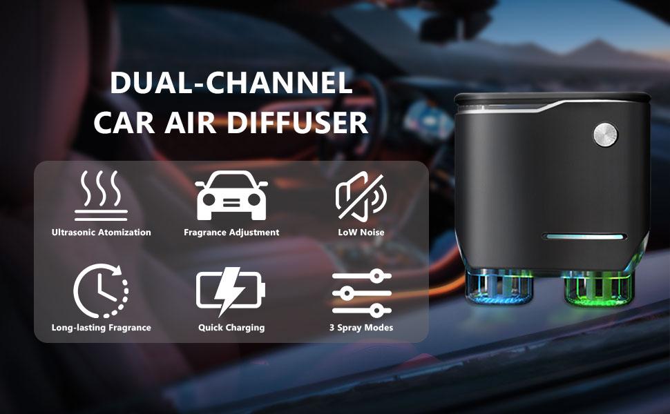 New Car Air Freshener Diffuser - 20pcs Scented Fragrance Essential Oil, Dual Sprayer Car Aroma Diffuser, Car Accessories Luxury Gift Set