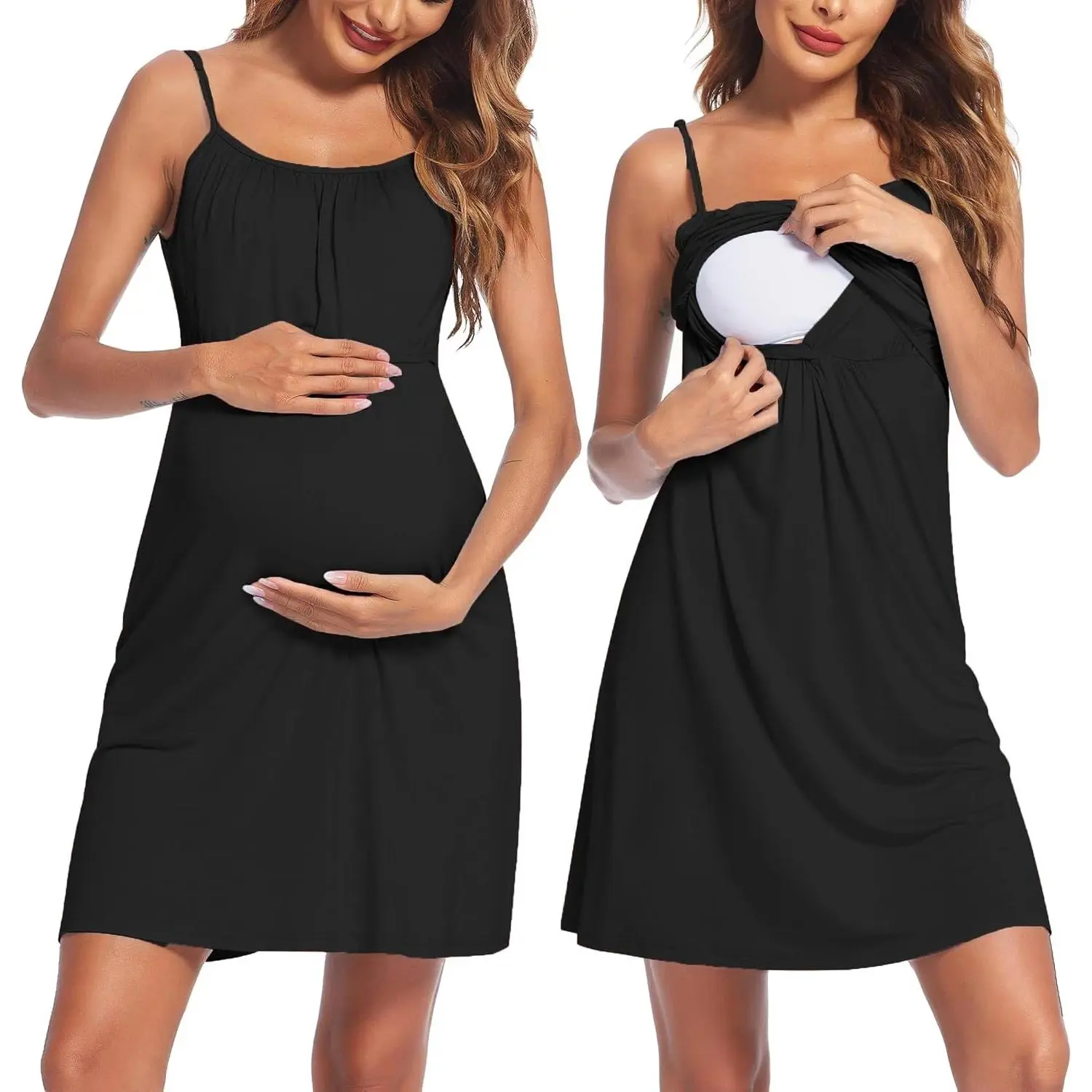 Womens Nursing Nightgown Breastfeeding Dress Maternity Sleepwear