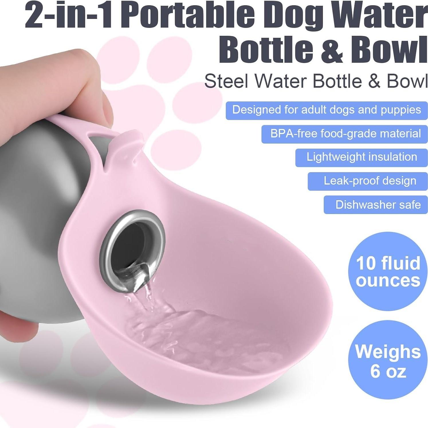 Portable Dog Water Bottle with Bowl, Leak-Proof Pet Travel Hydration Container, Lightweight Outdoor Drinking Cup for Walking and Hiking Portable Dog Water Bottle with Bowl, Leak-Proof Pet Travel Hydration Container, Lightweight Outdoor Drinking Cup for Walking and Hiking