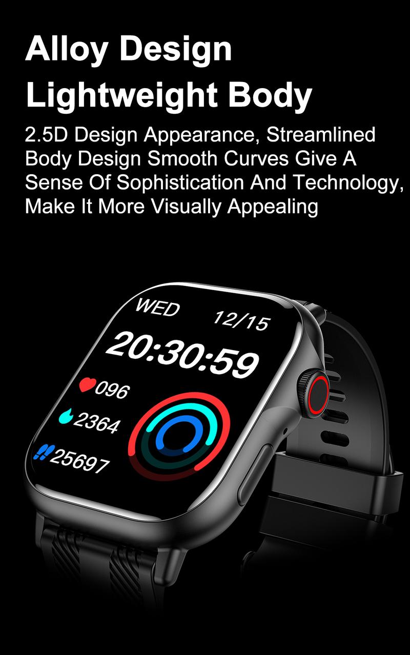 Smart Watch with 2.01 inch HD Full Touch Screen, Bluetooth, Message Notifications, Call reminders, Magnetic Charging, Blood Oxygen (SpO2) & Heart Rate Monitor, Multiple Sports Modes, for Men and Women, Waterproof Smart Watch, Perfect Christmas Gift