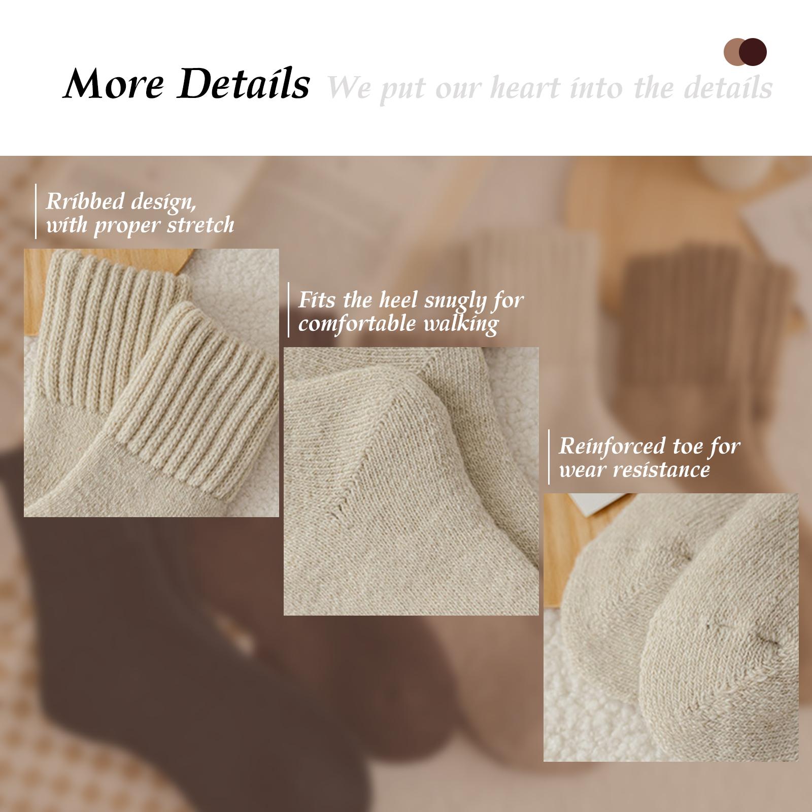 Women's 5 Pairs Solid Mid-calf Socks Soft Comfy Warm for Fall Winter Everyday Wear Non-slip Ribbed Cuffs Reinforced Heel Toe