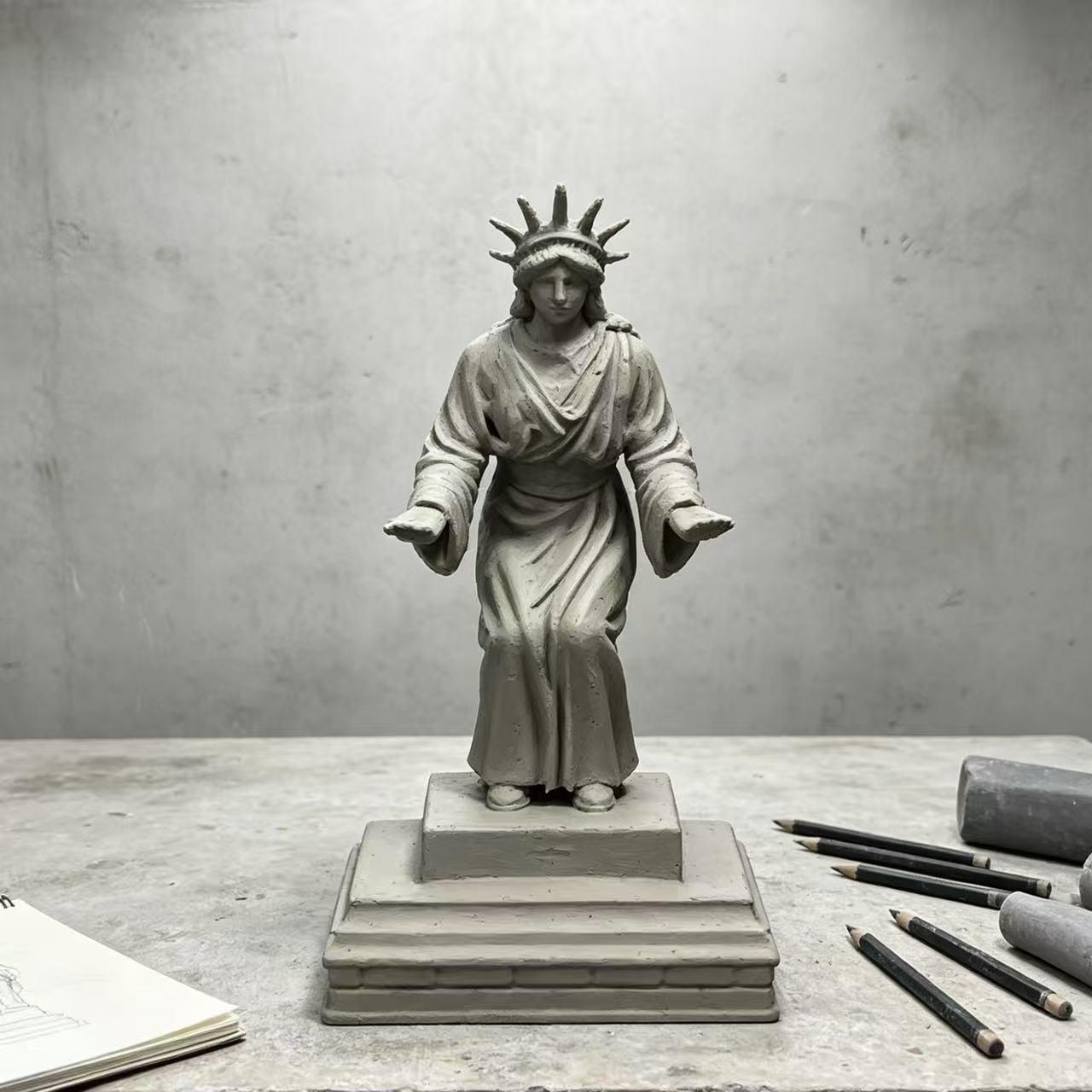 Creative 3D Printed Statue of Liberty Pen Holder, Pla Eco-Friendly Material, Desk Decor Gift, Office Learning Essential, Unique Stylish Item