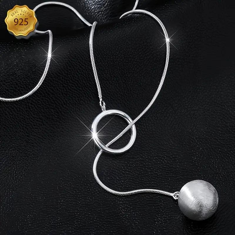 925 sterling silver fashionable round bead necklace, creative round bead necklace, textured spherical pendant, retro luxury style, daily wear and gift, versatile accessories for all seasons, suitable for Christmas, birthdays, adults, and graduation gifts.