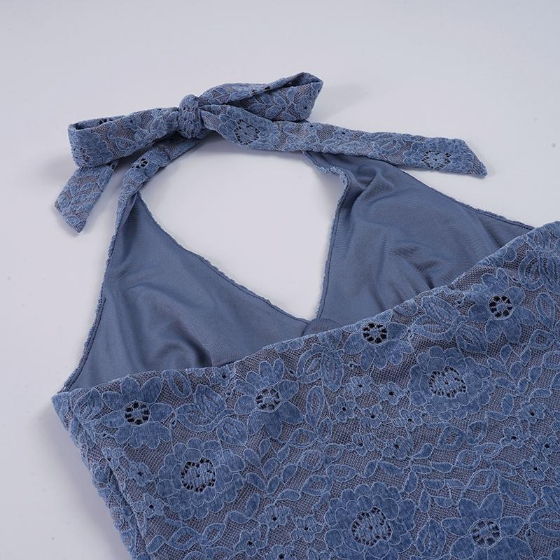 Lace Halter Top and Half Skirt Set, Matching Outfits, Sleeveless Backless Sexy Y2K Street Fashion, Spring Summer Vacation Beach for Women, Womenswear