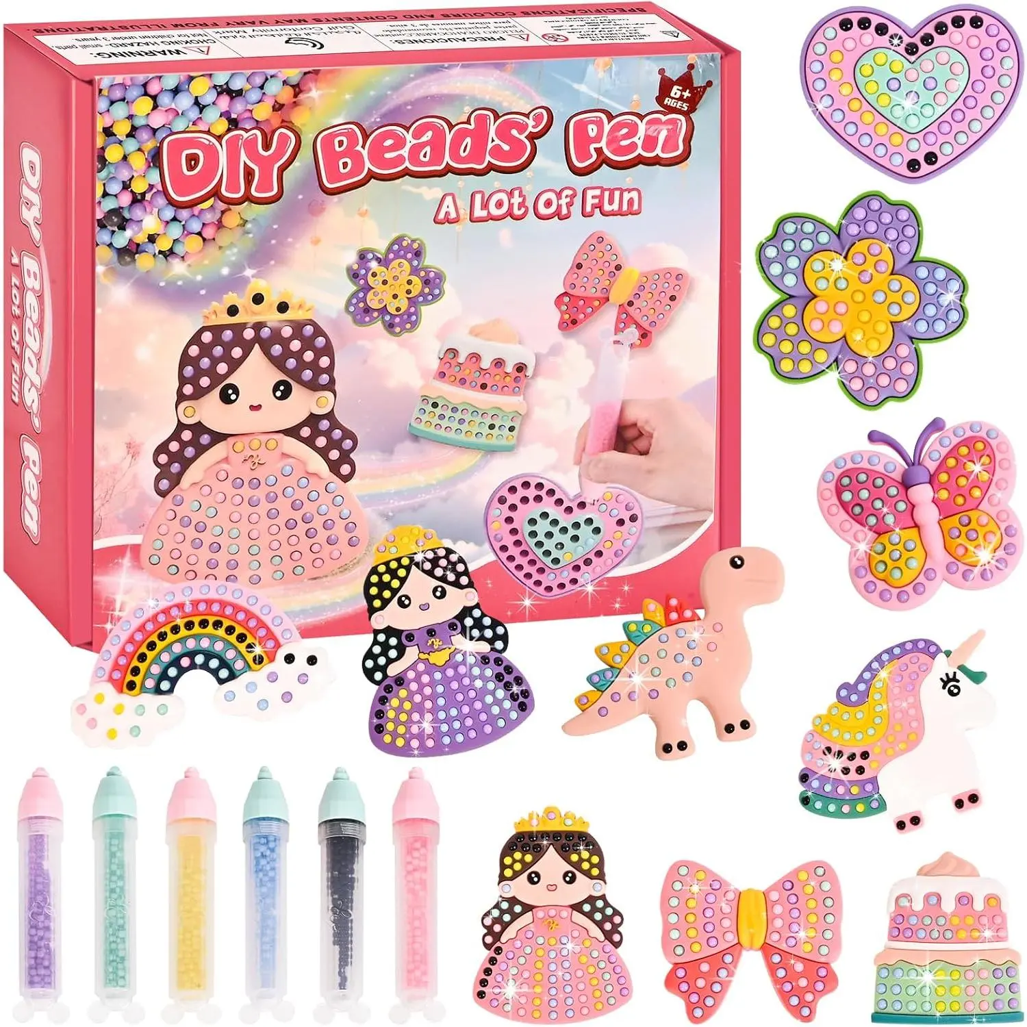 DIY Bead Art & Mosaic Kit for Kids Ages 6-12 – Complete Craft Set with Bead Pens, Colorful Templates, and Fun Stencils – Creative Arts & Crafts Activity for Boys and Girls (10PCS)