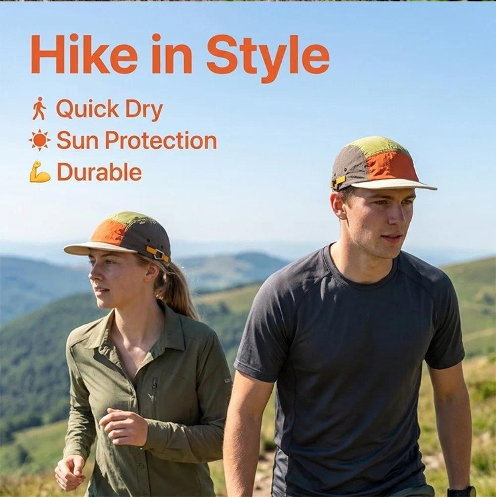 5-panel Men Baseball Caps Color Matching Lightweight Quick Drying Cap Breathable Sun Protection Duck Tongue Cap