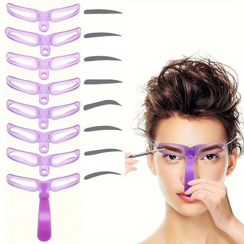 8 Styles Eyebrow Stencils, Reusable Brow Shaping Templates for Beginners, Lazy Eyebrow Drawing Tool Set