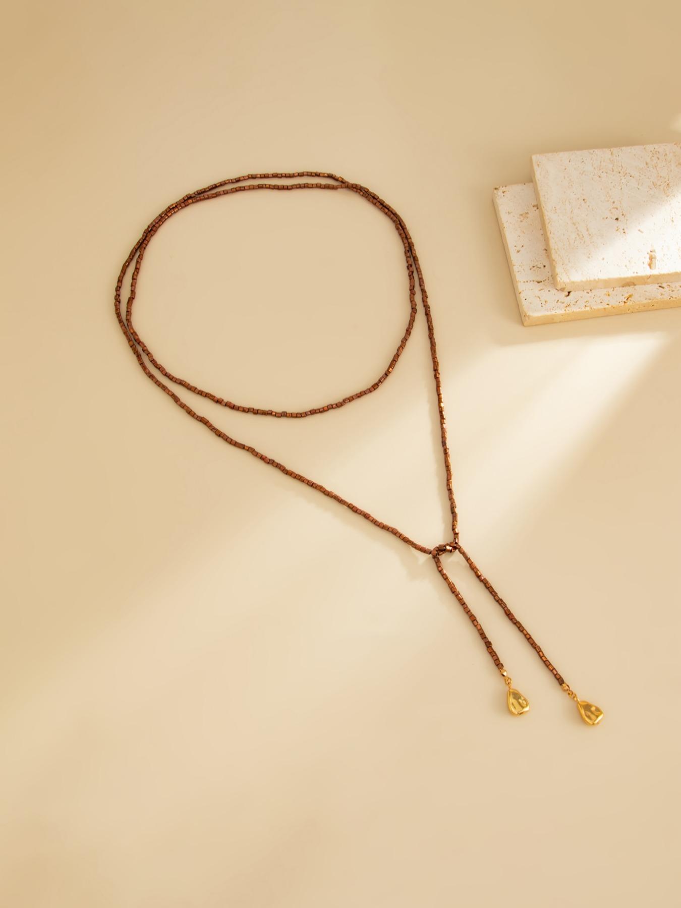 Bohemian Geometric Ccb Beaded Long Necklace for Women, Fashionable Daily Wear Jewelry Gift, Versatile Party Accessory