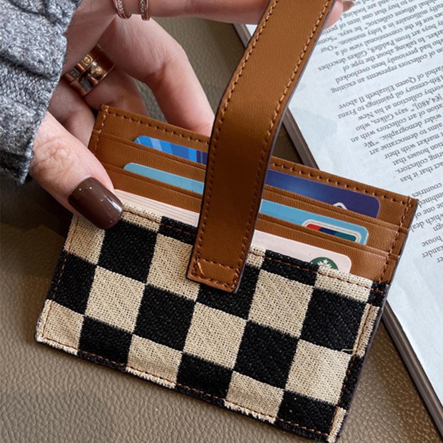 Women's Fashion Colorblock Plaid Short Wallet - Casual Canvas & PU Leather Zipper Card Holder With Snap Closure Leather Lining And Edging | Hand Or Dry Clean Only Card Covers Wallet For Cards Card Holder For Women