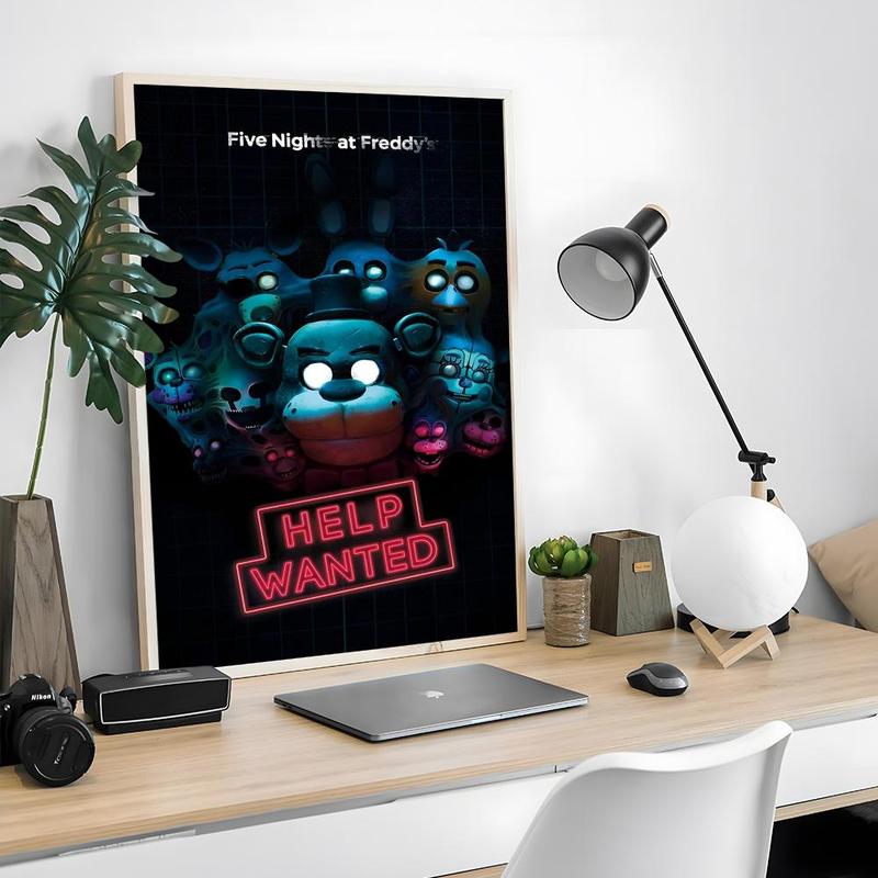 Game FnafFive-nights-At-Freddys Poster Sticky Waterproof Wall Art High Quality Print Unique Artwork Aesthetic Home Living Bedroom Decor Trendy Room Decoration Easy-To-Apply Gift Durable