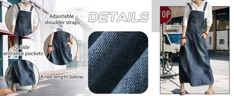 Chouyatou Women's Vintage Adjustable Strap Denim Overall Dress Distressed A-Line Pinafore Bib Jean Dress