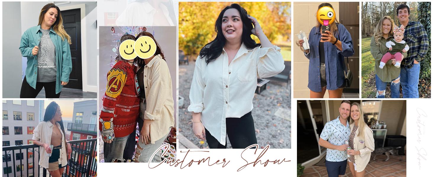 IN'VOLAND Womens Plus Size Corduroy Shirt Long Sleeve Button Down Shirts Fall Blouses Tops Casual Jacket Shacket Loose Fit Lightweight