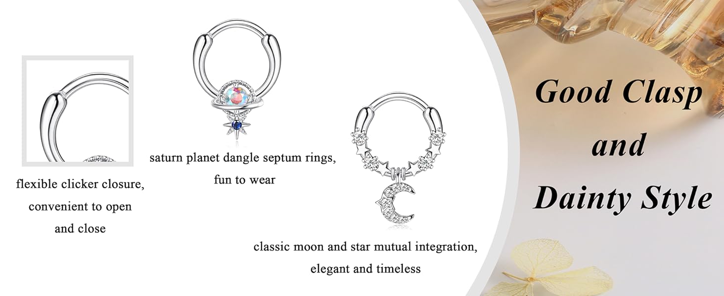 FASACCO 16G Cute Snake Butterfly Septum Ring Septum Piercing Jewelry for Multiple Piercings Hypoallergenic Septum Rings for Daith Earrings