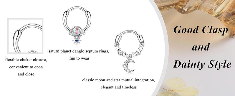 FASACCO 16G Cute Snake Butterfly Septum Ring Septum Piercing Jewelry for Multiple Piercings Hypoallergenic Septum Rings for Daith Earrings