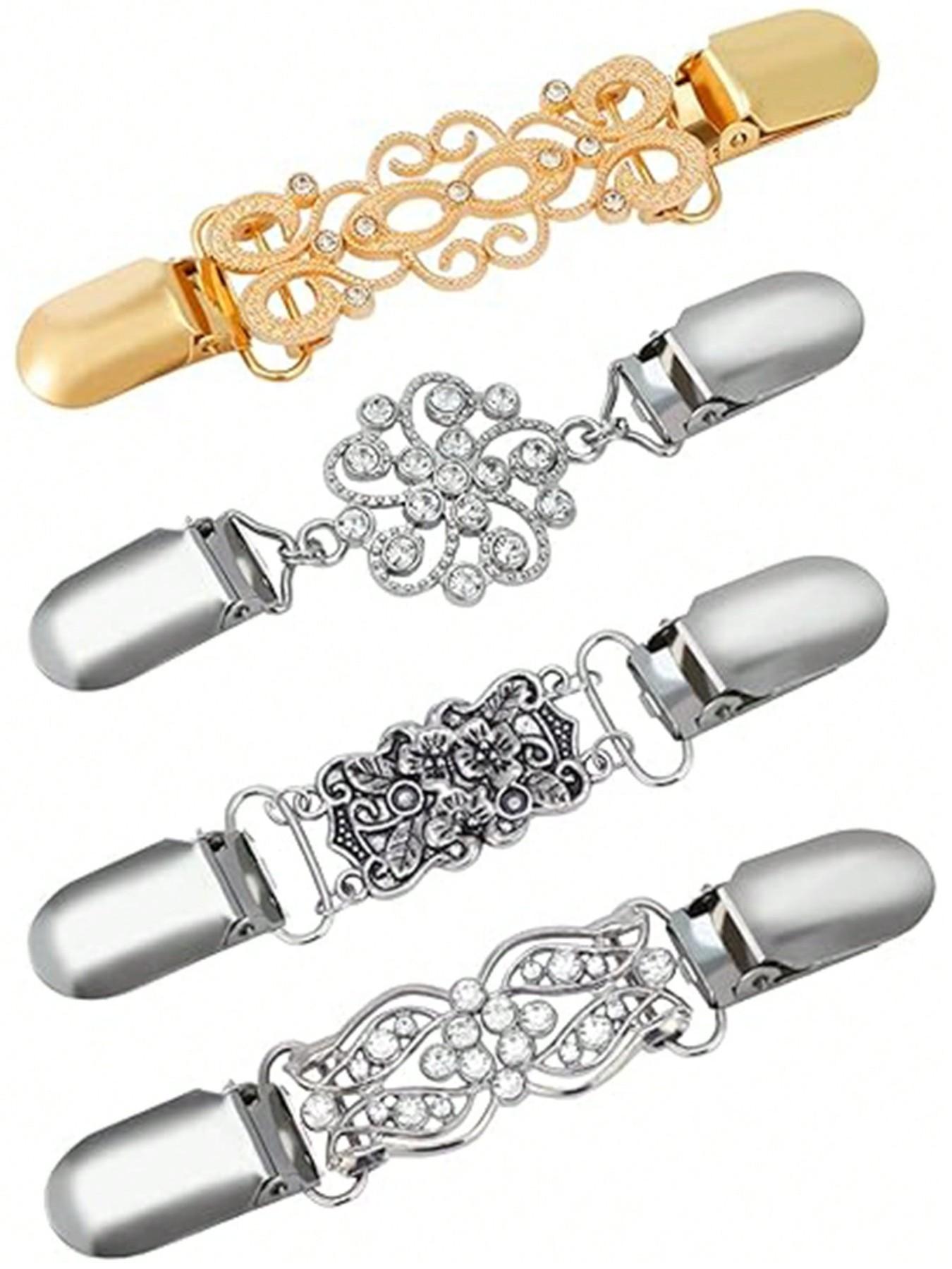 4-Piece Vintage Waist Cincher Set, Retro Sweater Dress Scarf Cardigan Clips, Women's Belly Control Belt for Dresses and Pants