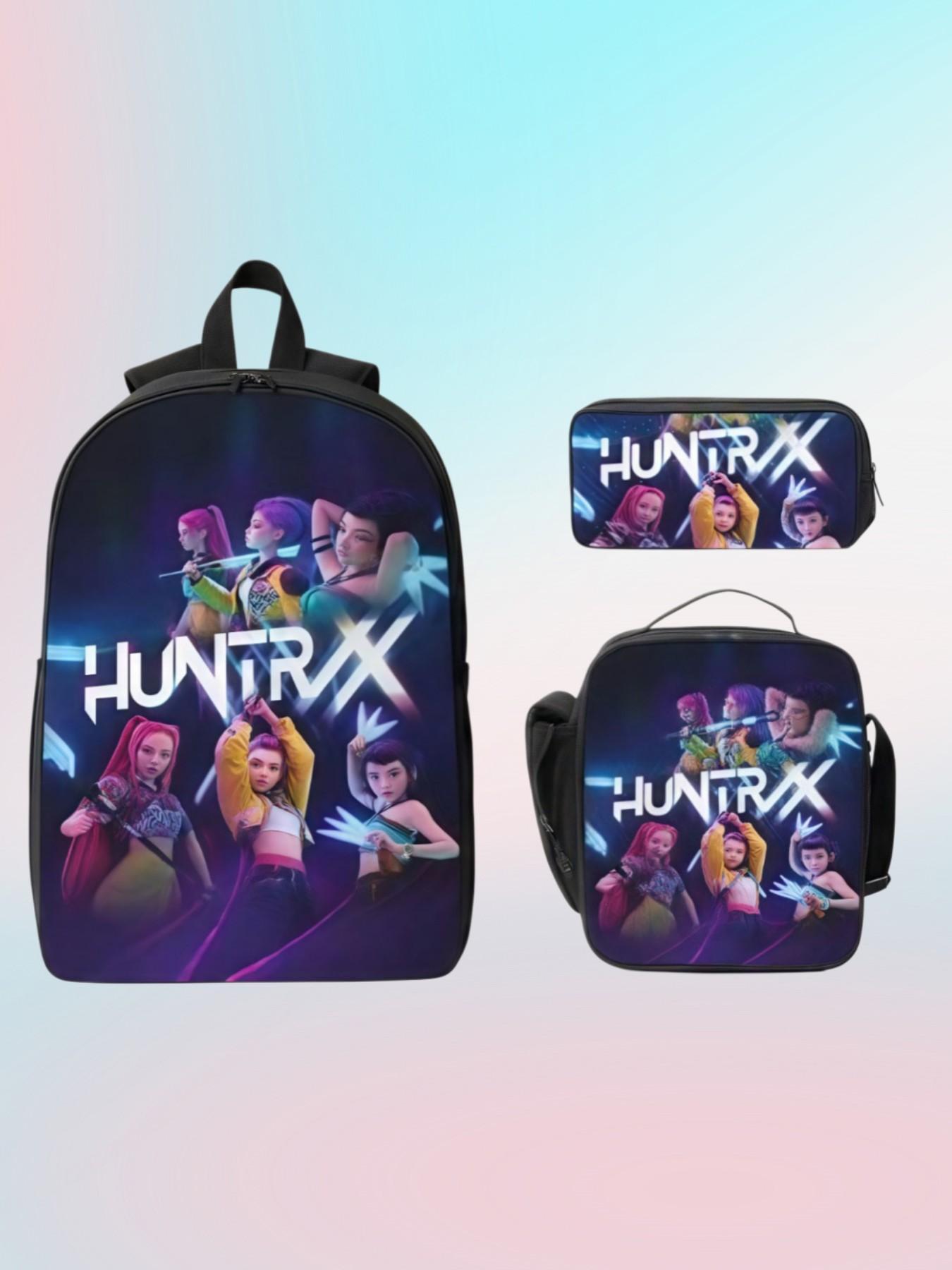 Kpop Lumi School Bag Set, Anime Cartoon Student Backpack, Lunch Box, Pencil Case, Three-Piece Set, Perfect for Students