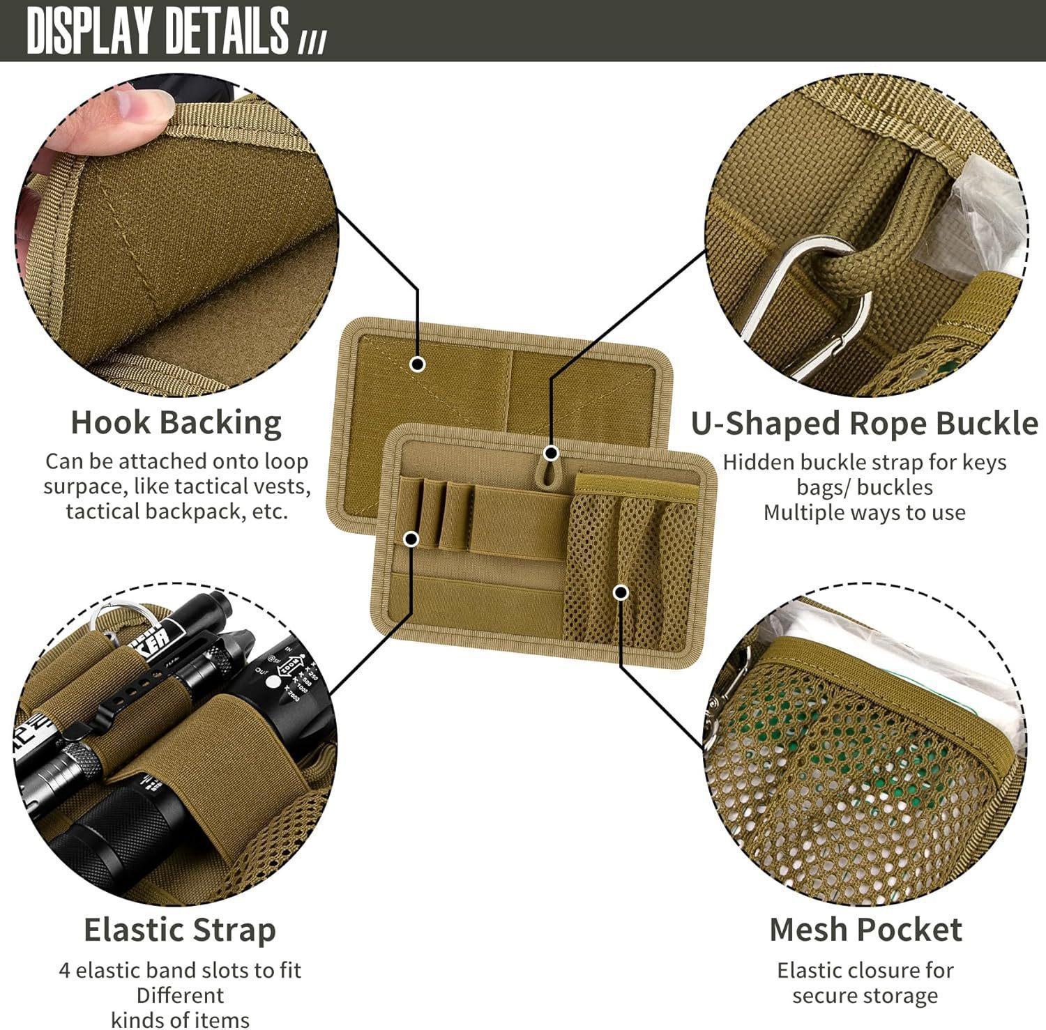 EDC Organizer Pouch - Tactical Modular Admin Pouch with Elastic Holders & Mesh Pocket, MOLLE Compatible for Tactical Vest & Backpack