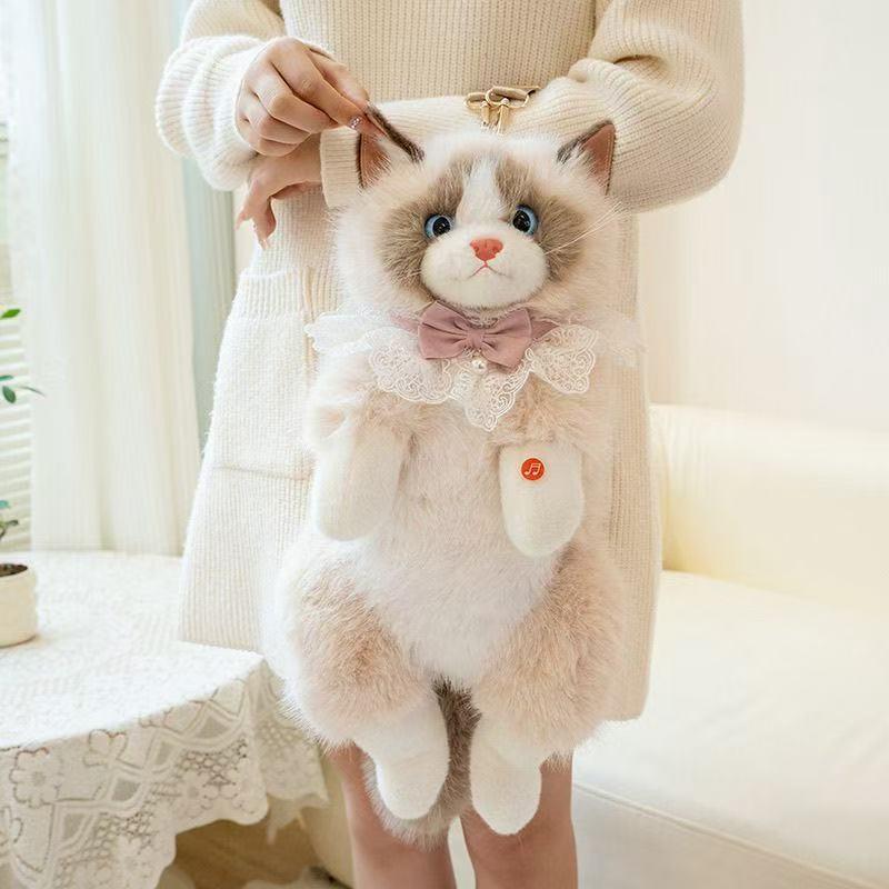 Realistic Cat Plush Toy, Cute Kitten Stuffed Animal, Soft Teddy Bear Doll, Perfect Gift for Kids Girls, Birthday Present