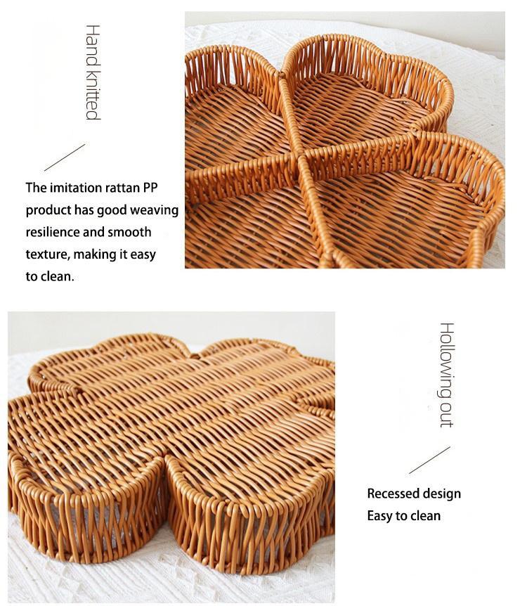 1pc of a Reinforced Lucky Four-Leaf Clover Segmented Handmade Woven Tray, Made of Lightweight Luxury Imitation Rattan PP Material, Suitable for Item Storage Basket/Tray, Elegant Home Decor Display Rack. Ideal for Living Rooms, Camping, Shelf Baskets 1pc of a Reinforced Lucky Four-Leaf Clover Segmented Handmade Woven Tray, Made of Lightweight Luxury Imitation Rattan PP Material, Suitable for Item Storage Basket/Tray, Elegant Home Decor Display Rack. Ideal for Living Rooms, Camping, Shelf Baskets