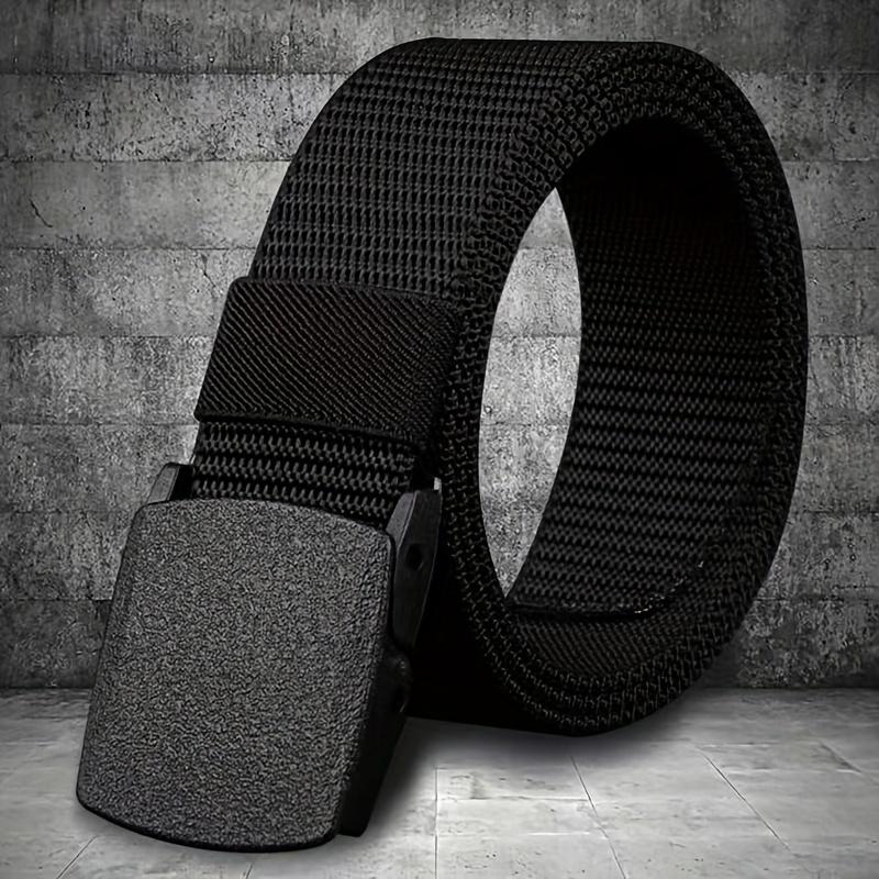 Nylon belt for both men and women, non-metal buckle, hypoallergenic, suitable for young people, outdoor leisure, smooth buckle nylon belt, passes security checks, trendy sports belt