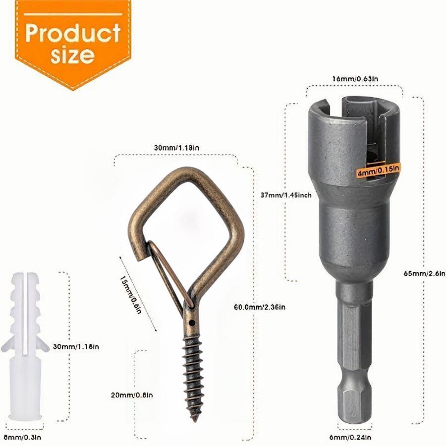 Hanging Screw Hooks with Accessories, 20pcs Outdoor String Light Hanging Hooks for Plants Wall Wood Ceiling Installations