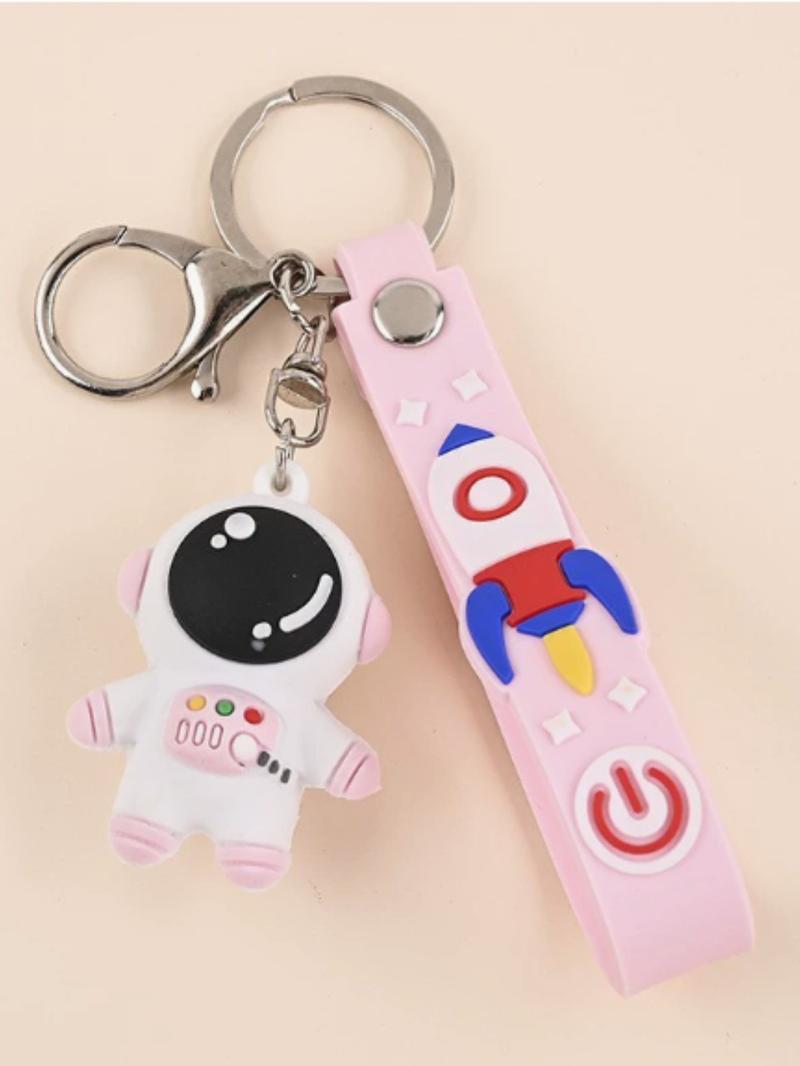 3 Piece Cartoon Astronaut Design Keychain Set, Unisex Car Key Ring ...