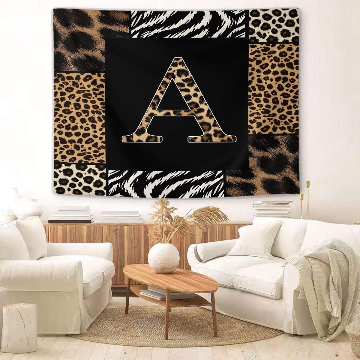 Animal Print Monogram Wall Tapestry, Leopard Zebra Tiger Initial Wall Hanging for Bedroom Dorm, Home Decor Gift for Animal Lovers Animal Print Monogram Wall Tapestry, Leopard Zebra Tiger Initial Wall Hanging for Bedroom Dorm, Home Decor Gift for Anim