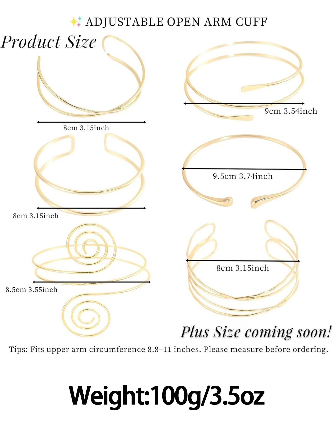 6 Pcs Arm Cuff Jewelry for Women - Adjustable Minimalist Boho Upper Arm Cuffs Bracelet Bangle Set for Beach Party Festival Gifts Bangles Set Fashionable Jewelry Accessories