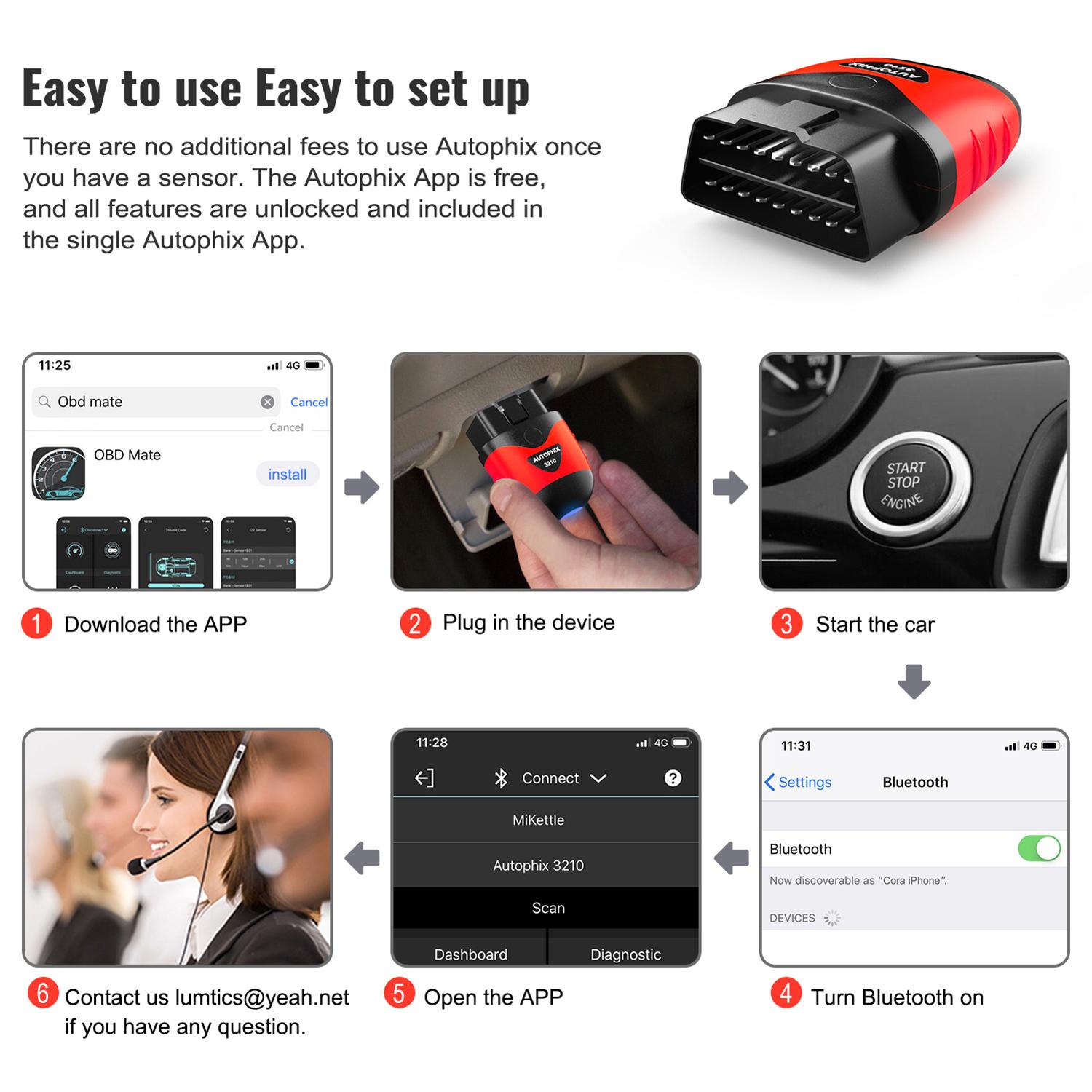 AUTOPHIX 3210 Car Bluetooth OBD2 Scanner Auto Code Readers OBD 2 Diagnostic Tools Performance Test Professional Battery Check App