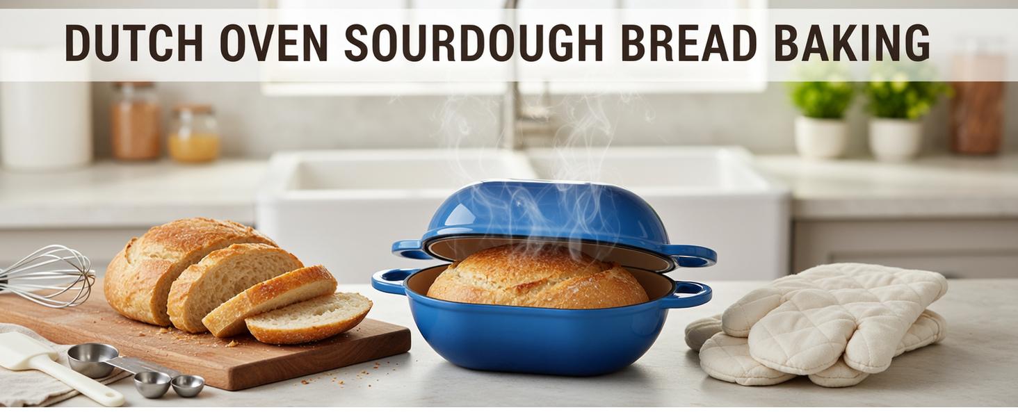 2.5qt Enameled Cast Iron Dutch Oven for Bread Baking, Oven Safe Dutch Oven Pot with Lid, Non-Stick Bread Oven Pot