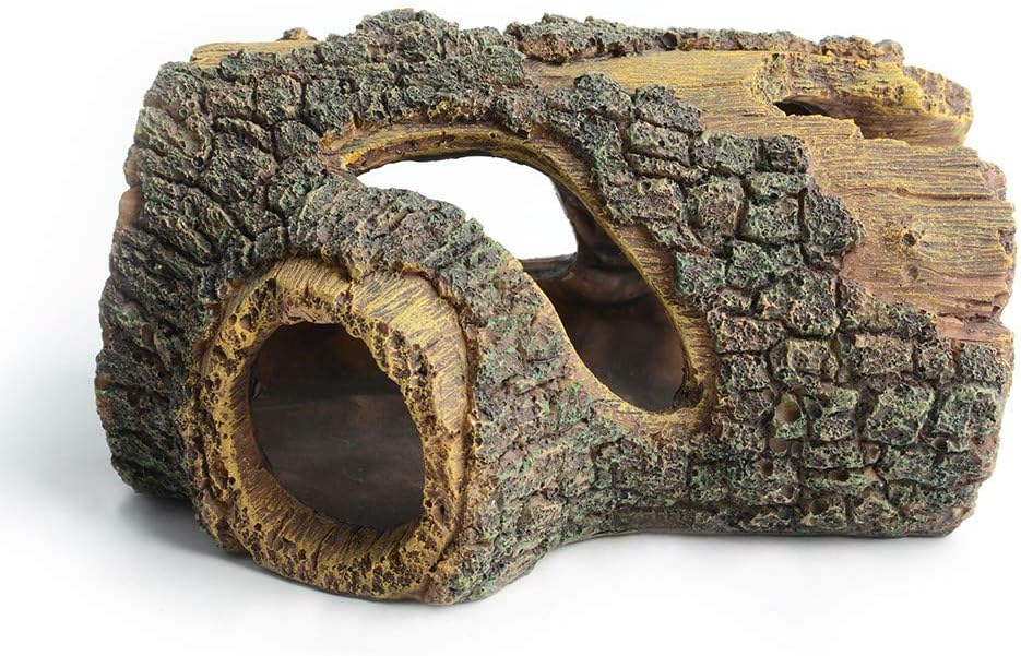 hygger Betta Log Resin Hollow Tree Trunk Ornament, Betta Fish Accessories, Aquarium Decorations Wood House Small and Medium Fish Tank Decor, with Holes for Small Fish Pets to Swim Through (Tree Trunk)