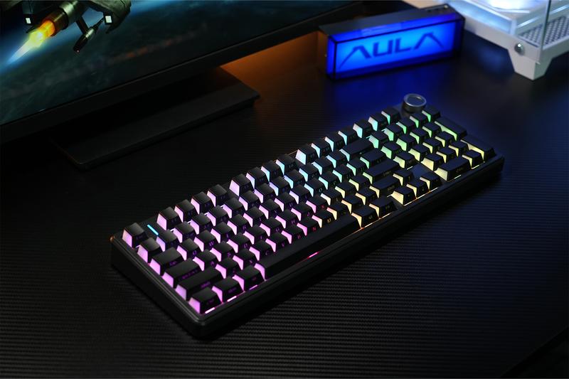 [Silent Switches]AULA F99 Pro Tri-Mode Mechanical Wireless Keyboard with Knob, BT5.0/USB-C/2.4GHz,Hot Swappable,Pre-lubed Switches,Gasket Structure,RGB Backlit Computer Gaming Keyboard (Black) Creamykeyboard Office PC Accessories TikTokShopfalldealsforyou