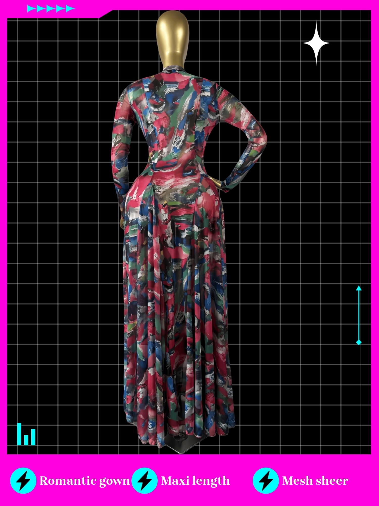 Women's PULKRITU Round-Neck Long Sleeve Woven Maxi Dress, Romantic Valentine's Day Party Outfit Gown, Sexy Mesh Sheer Dress, Spring Lady Dress for Evening Club Wear, Elegant Evening Wear, Formal, Evening Party Dresses, Womenswear Women's PULKRITU Round-Neck Long Sleeve Woven Maxi Dress, Romantic Valentine's Day Party Outfit Gown, Sexy Mesh Sheer Dress, Spring Lady Dress for Evening Club Wear, Elegant Evening Wear, Formal, Evening Party Dresses, Womenswear