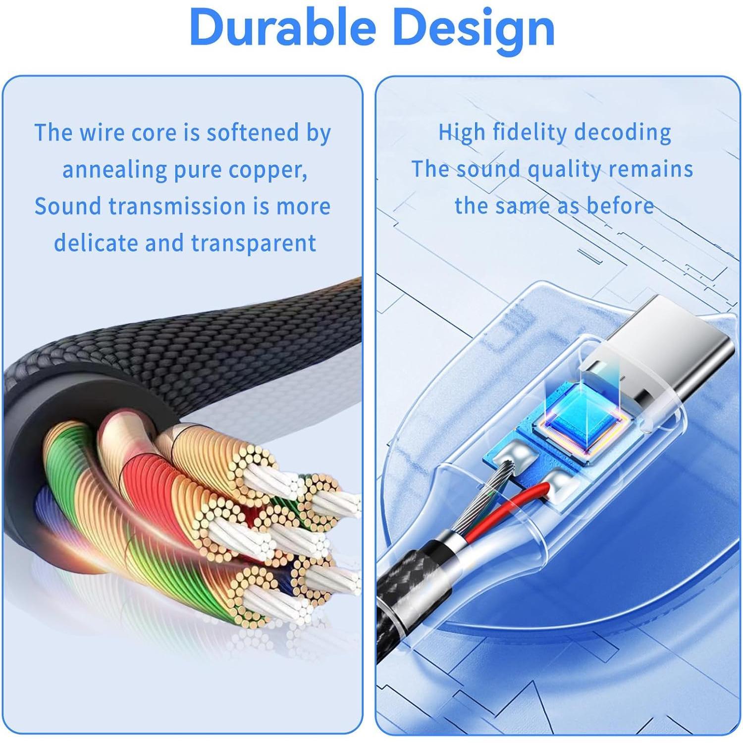 USB Type C to 3.5mm Headphone Jack Adapter, 2 Pack |  Connection, Clear Calls, No Buzzing Noise, USB C Aux Audio Dongle Compatible with  17 16 15 Pro/Pro Max,  S24/S23/S22