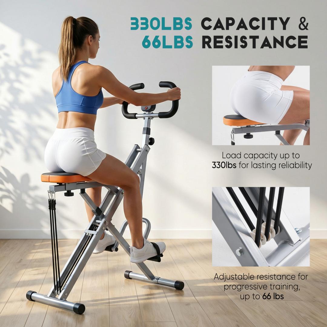 Fahuac Foldable Squat Machine - Steel Frame, Compact At Home Gym Equipment with Adjustable Resistance, 330lb Capacity, Ergo Grips for Women's Lower Body Core Training,summervibes